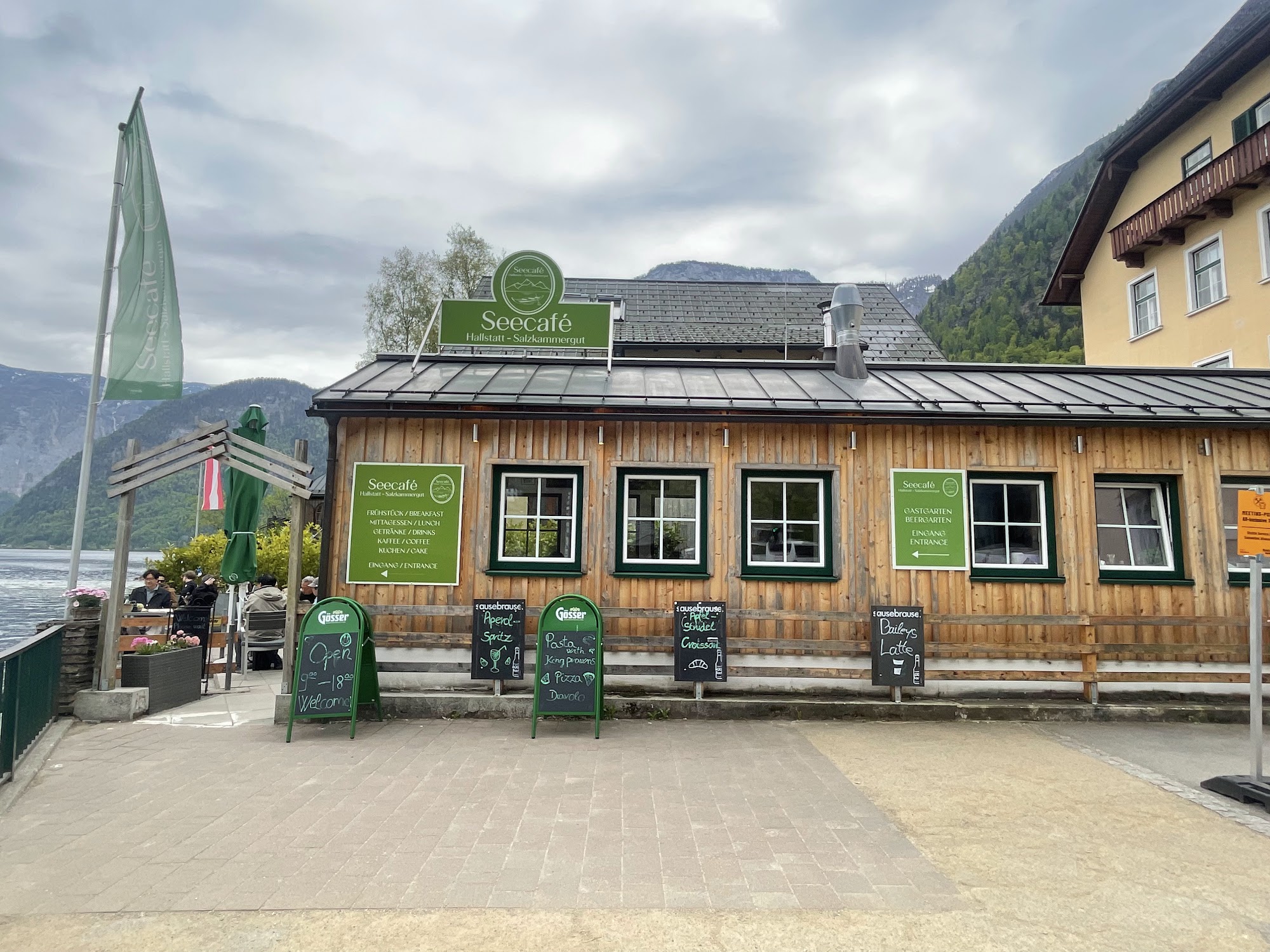 Exterior of Seecafé Hallstatt beside Lake Hallstatt